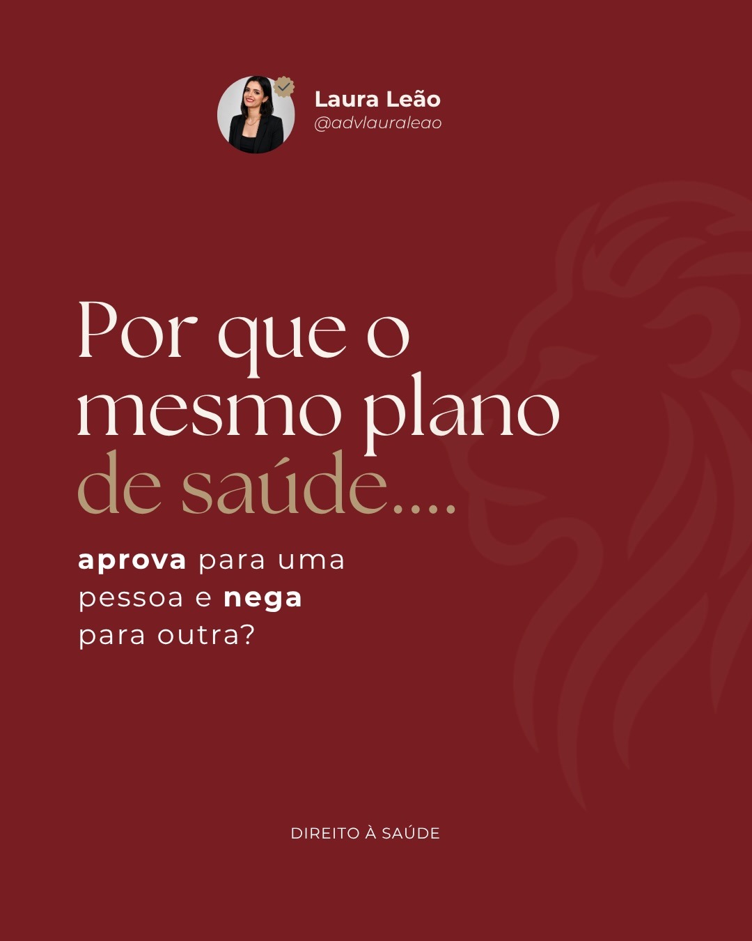 Post sobre planos de saúde que aprovam para uma pessoa e negam para outra